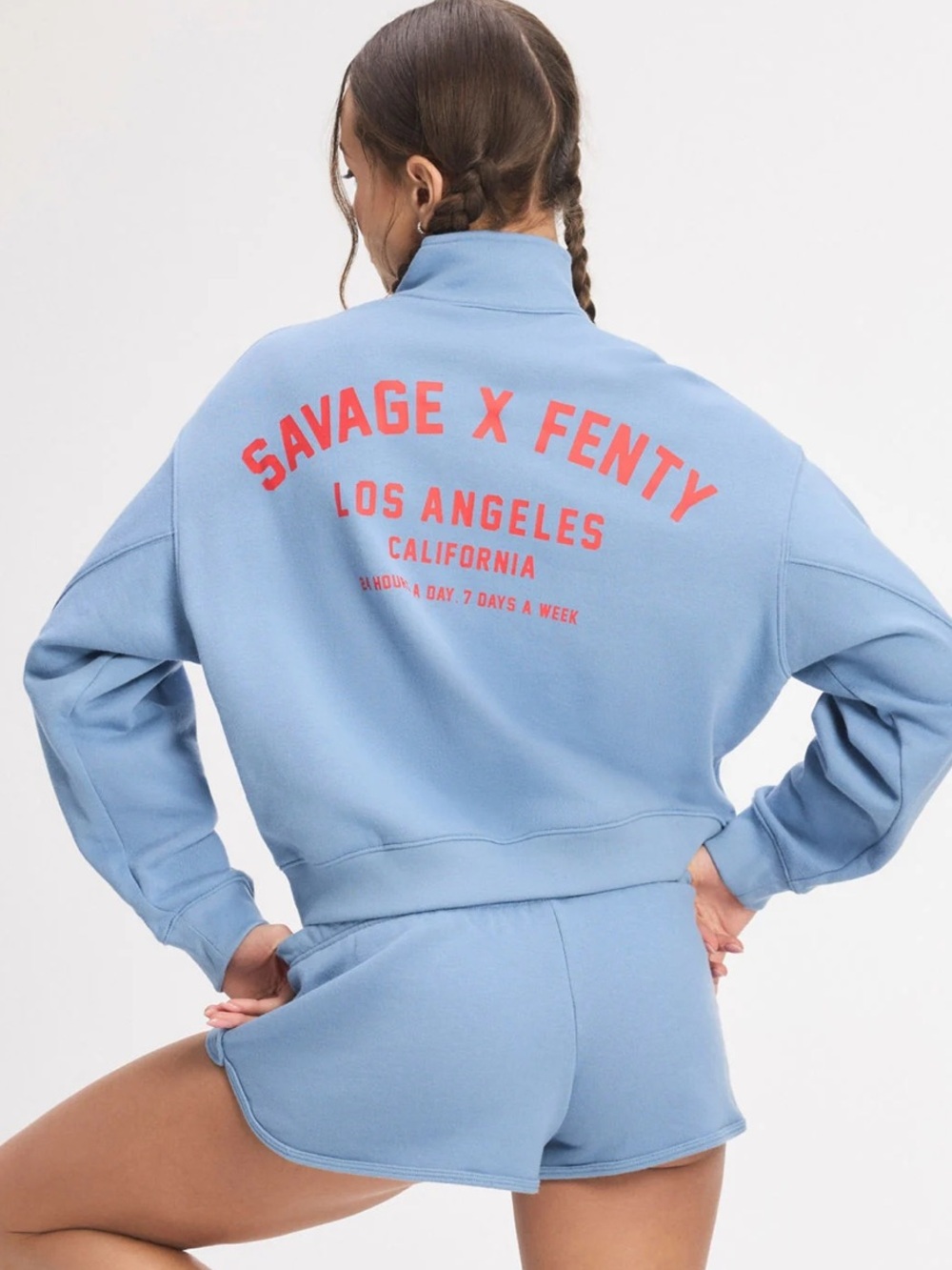 Savage X Fenty Women's Light Blue Quarter Zip Jacket